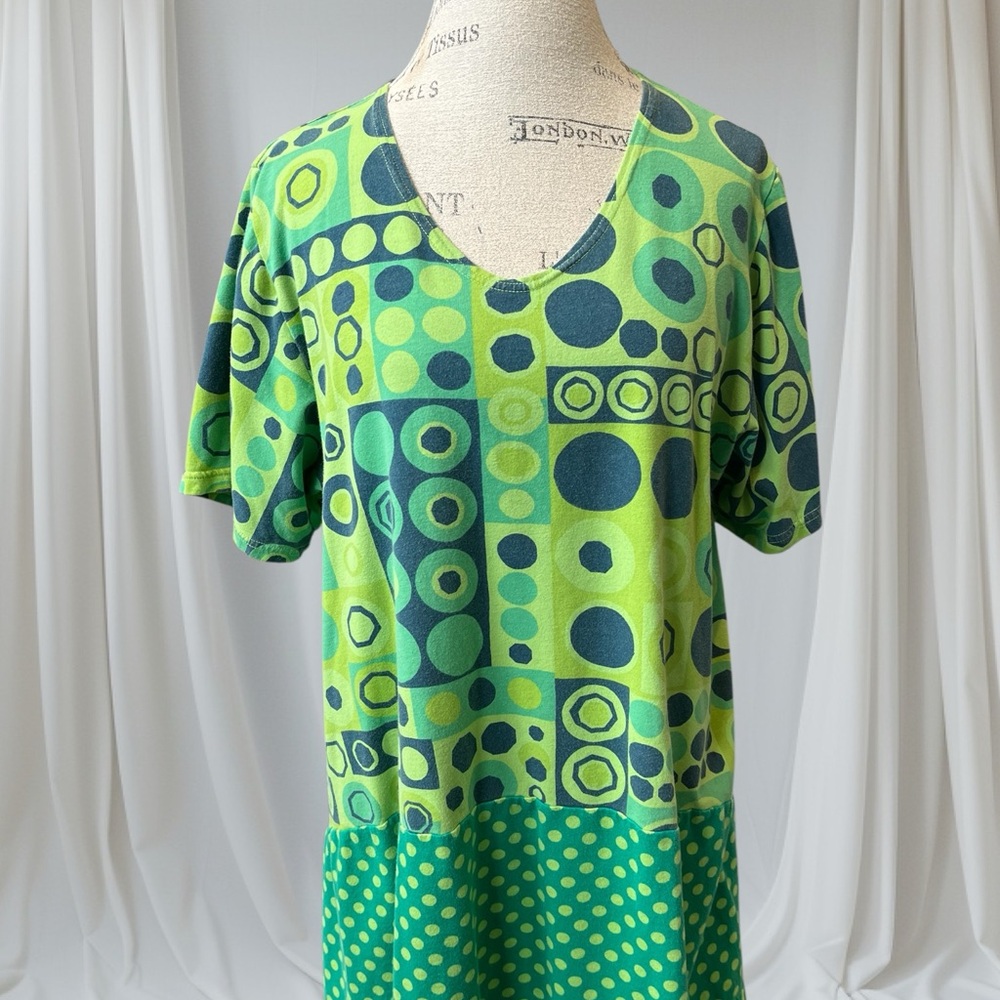 Green Geometric Patterned Dress